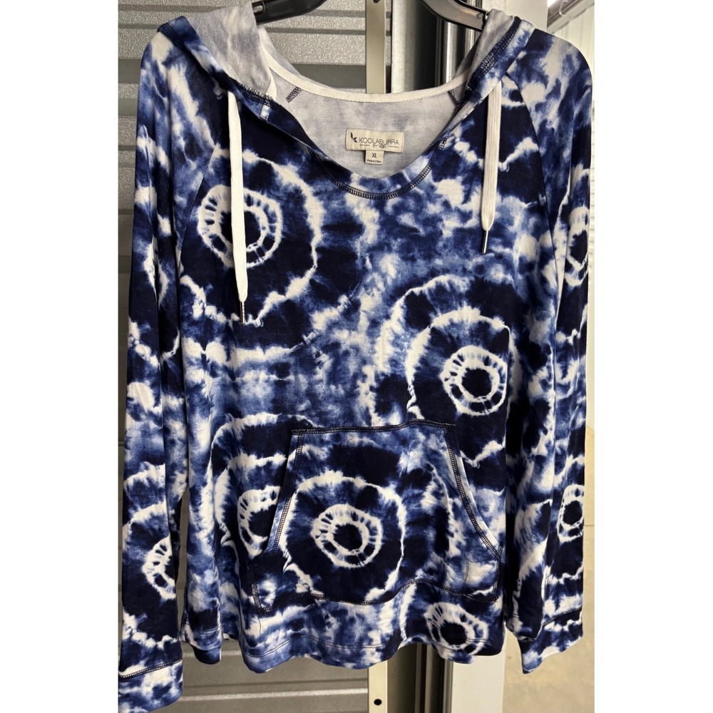 Koolaburra by UGG Womens Blue Tie Dye Hoodie XL Long Sleeve Pullover Pocket